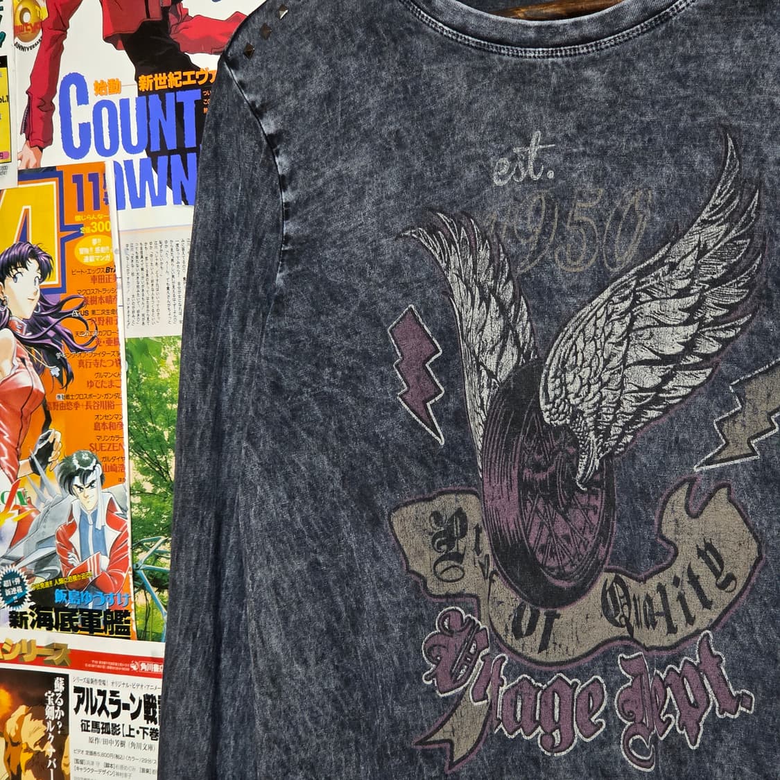 버커루 스터드 빈티지 프린팅 펑크 롱슬리브 상품이미지2