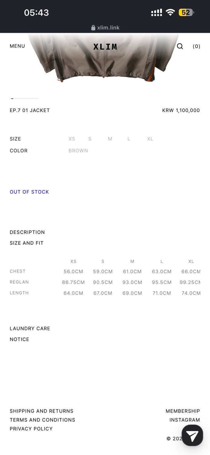 [S,M] XLIM EP.7 01 JACKET 엑슬림 바람막이 자켓 상품이미지3