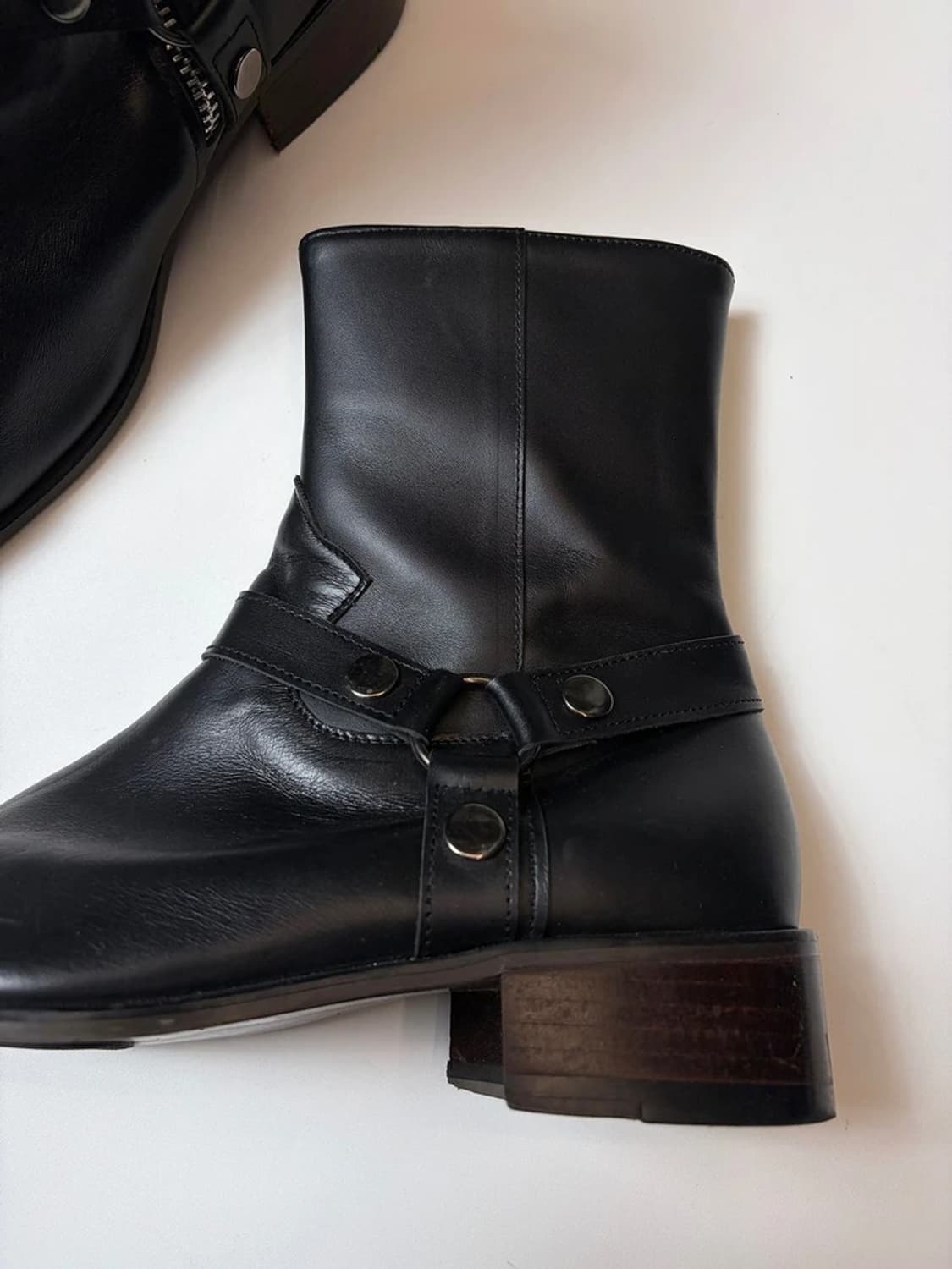 FIRENZE.A 슬림토 벨크로 소가죽 바이커 부츠 Q1505 상품이미지4