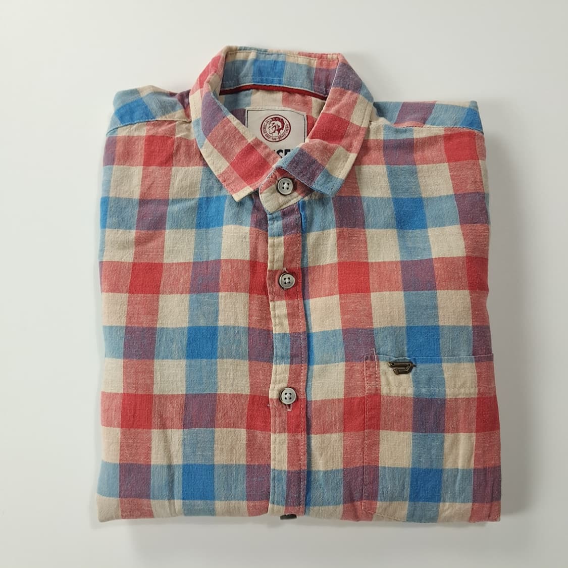 CK364 S 디젤 00s 코튼린넨 깅엄체크 셔츠 남방 상품이미지8