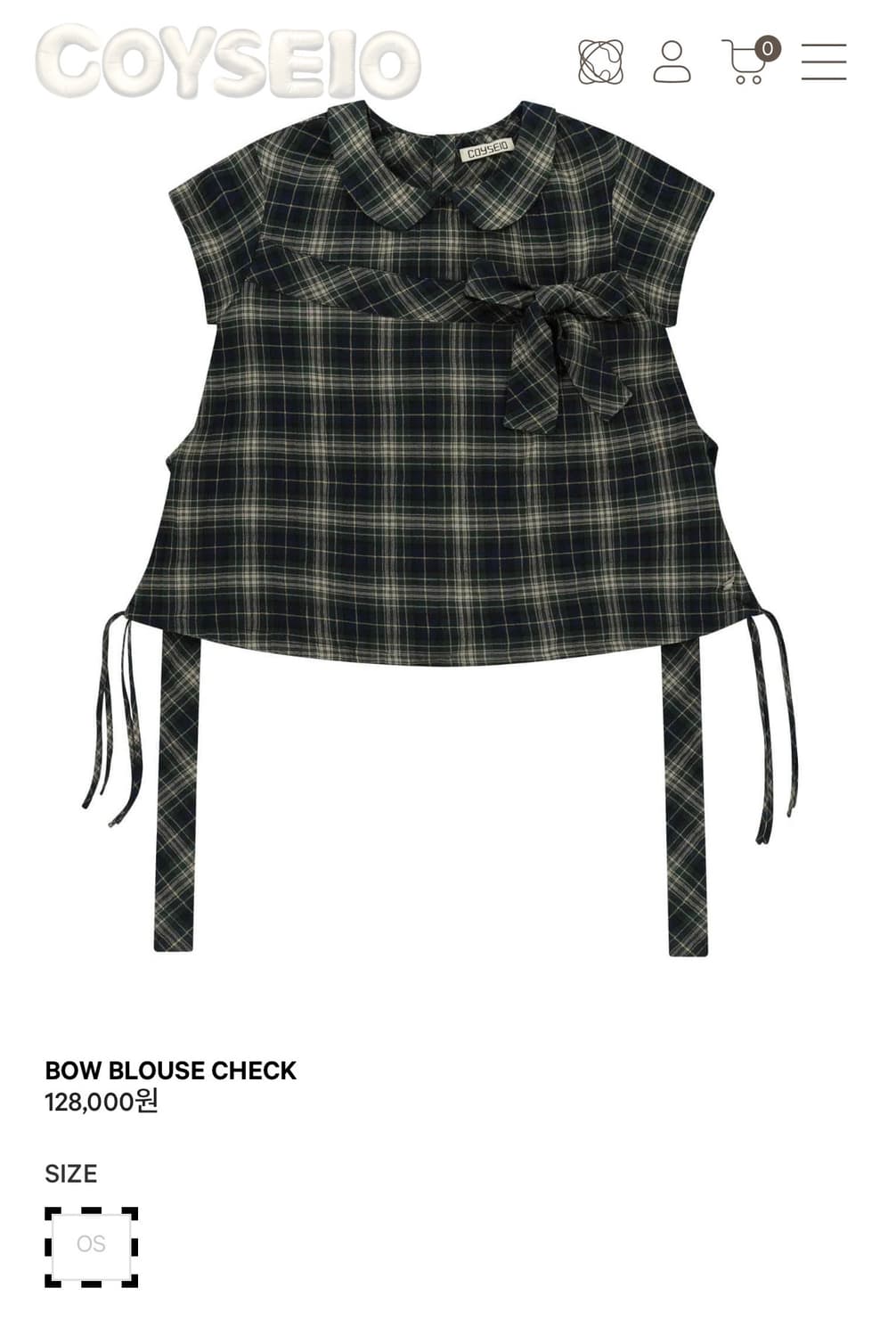 코이세이오 보우 체크 블라우스 상품이미지1