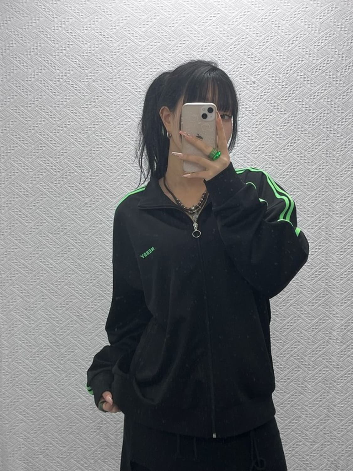 널디 레트로 Y2K 00's 네온라인 져지 집업 L C08287 상품이미지1