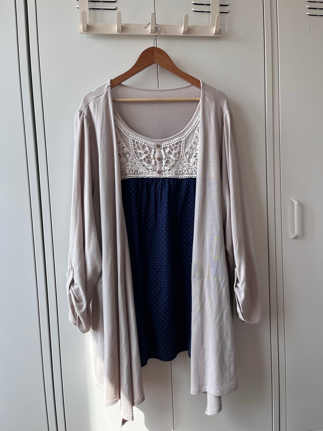 Vintage 도트 레이스 바선생 레이어드 원피스 상품이미지2