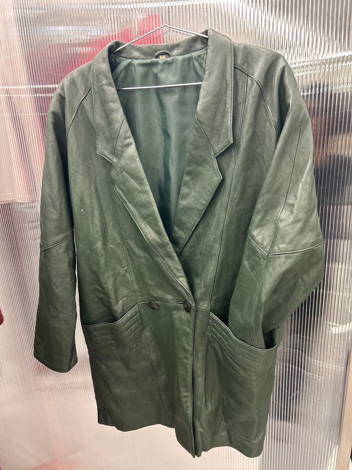 양가죽 그린미디자켓 상품이미지1