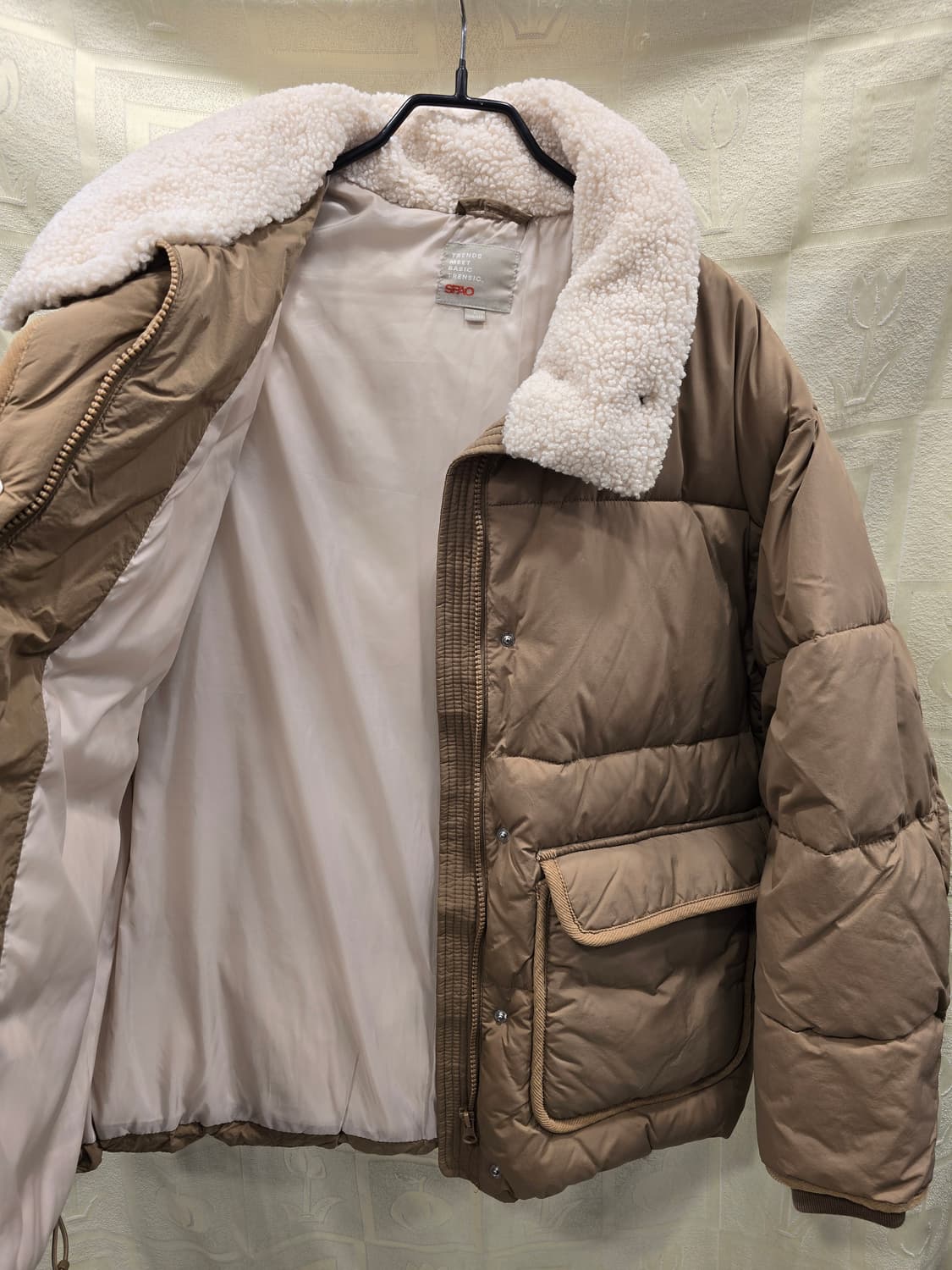스파오 브라운 양털 카라 패딩 L(100) 상품이미지7