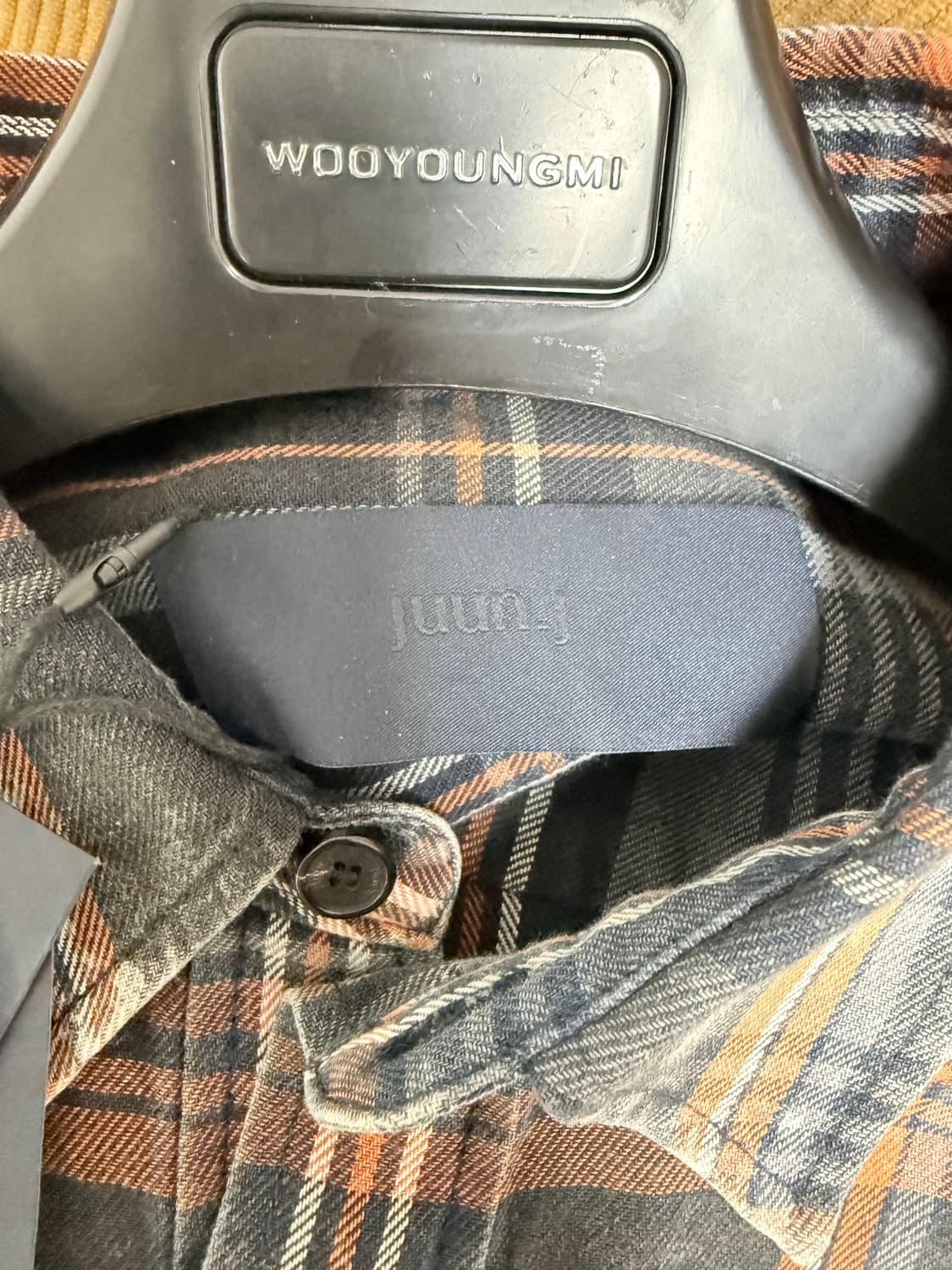 (25FW 새상품) 준지 아일랜드 워싱 오렌지 체크 루즈핏 셔츠 (46) 상품이미지3