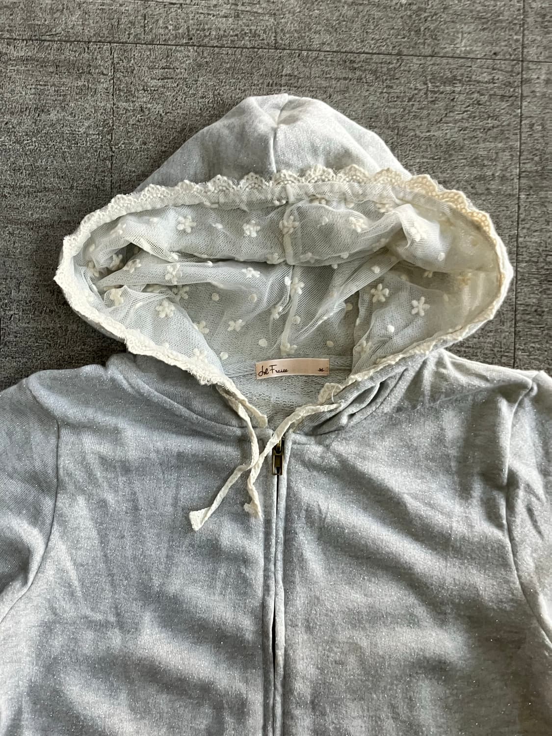 일본빈티지 Laiaiee 하구미모리걸 달천깔페어리 레이스 후드집업 상품이미지2