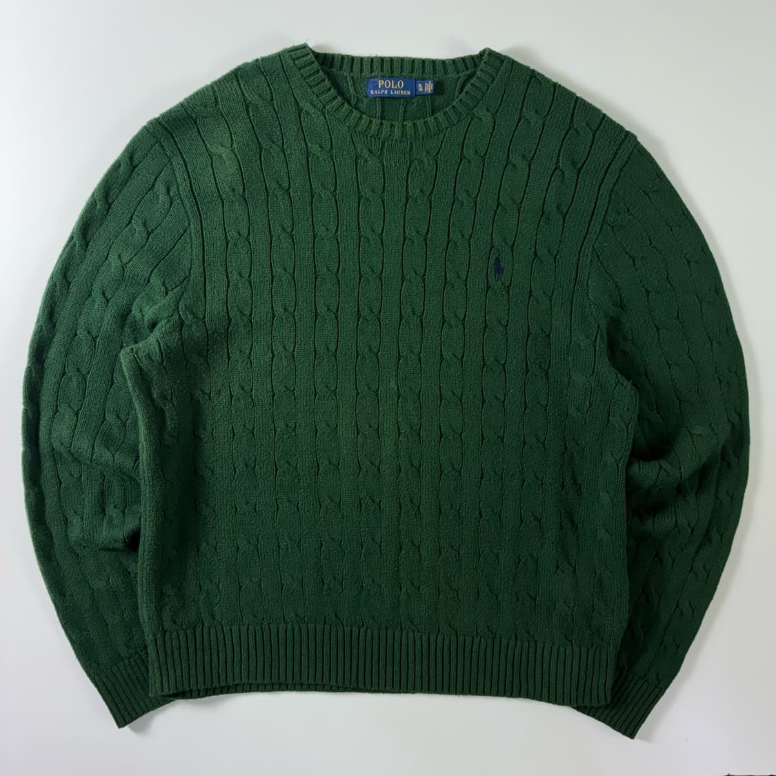 Polo  폴로 랄프로렌 자수 코튼 그린 꽈배기 니트  상품이미지1