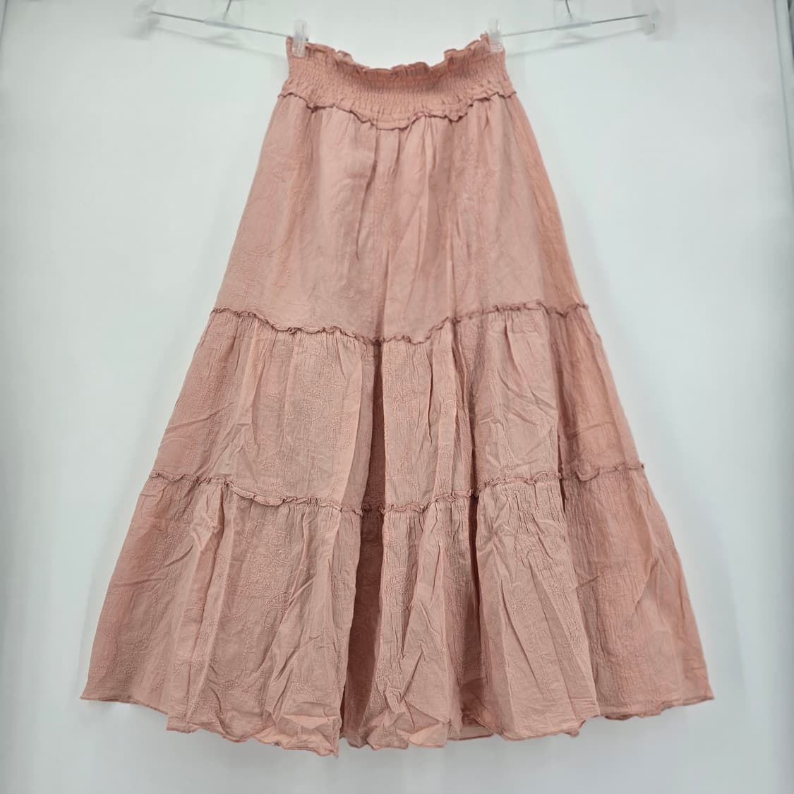 자수 캉캉 롱스커트 밴딩 코튼 스커트 상품이미지1