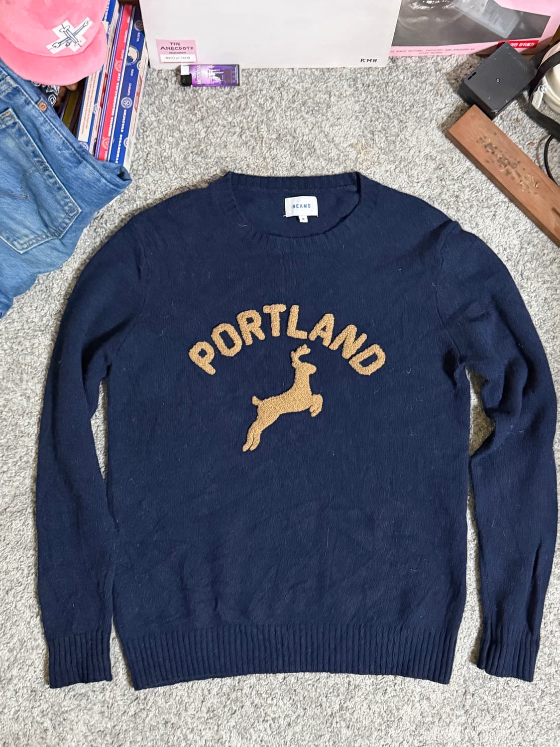 Beams 빔즈 포틀랜드 자수 니트 상품이미지1