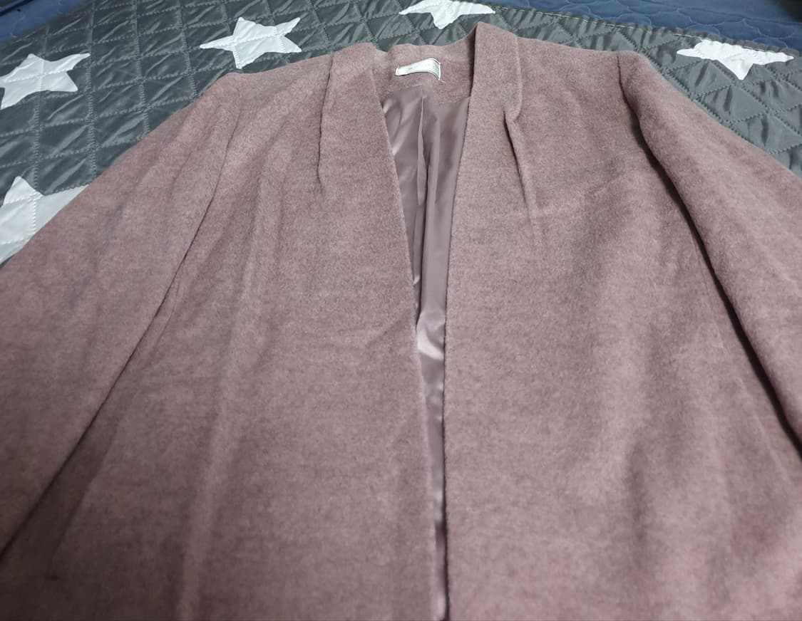 BEIGE 캐시미어 블렌드 안감실크 버튼리스 울 코트 라이트핑크(M) 상품이미지2