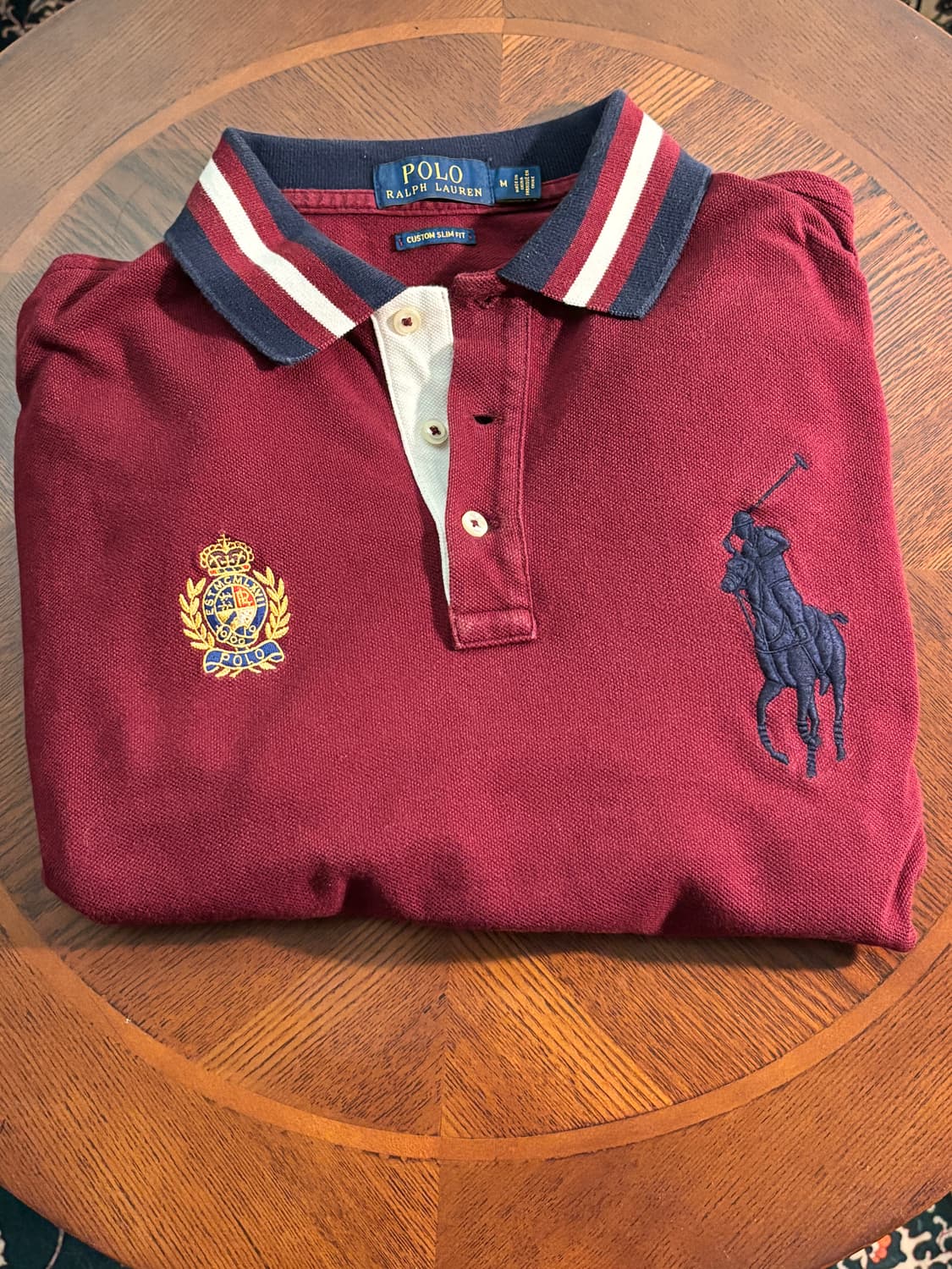 폴로 랄프로렌 빅포니 넘버링 반팔 카라티 버건디 네이비 M 상품이미지1