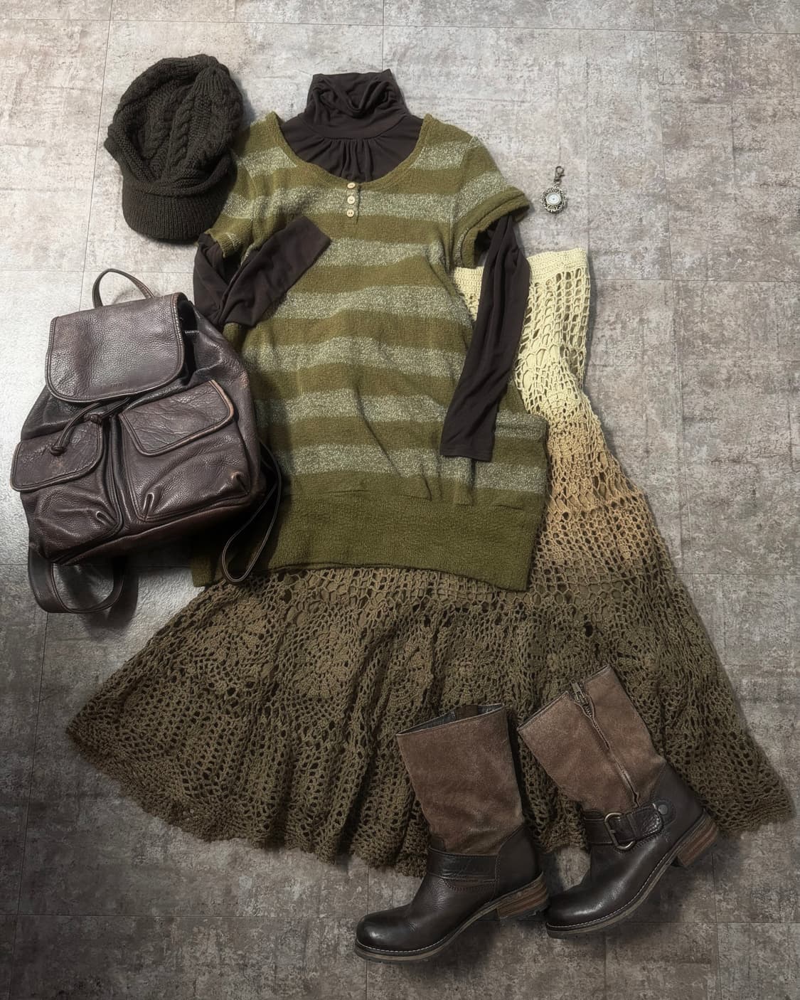 버튼 스트라이프 패턴 포켓 니트 원피스 상품이미지9