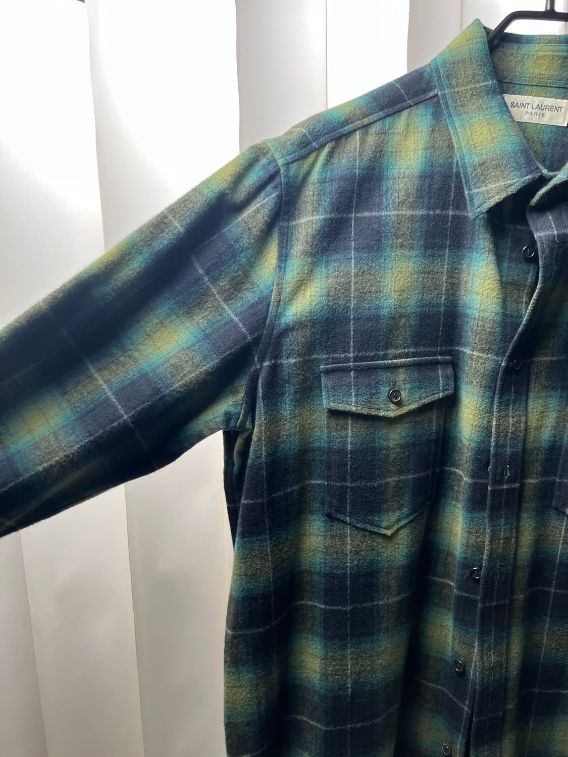 생로랑 셔츠 블랙/그린 XL (작게 나옴) 상품이미지3