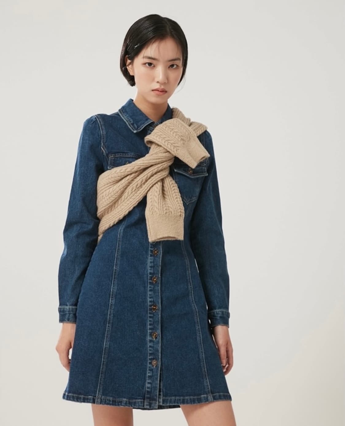 [s] 랩 슬림핏 데님 원피스 [이나은 착용] 상품이미지3