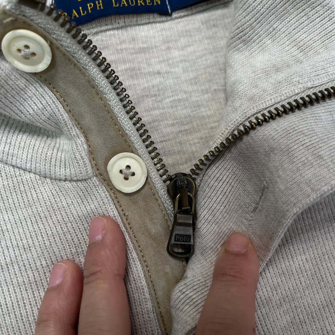 105 폴로 랄프로렌 버튼 반집업 엘보 패치 니트 상품이미지3