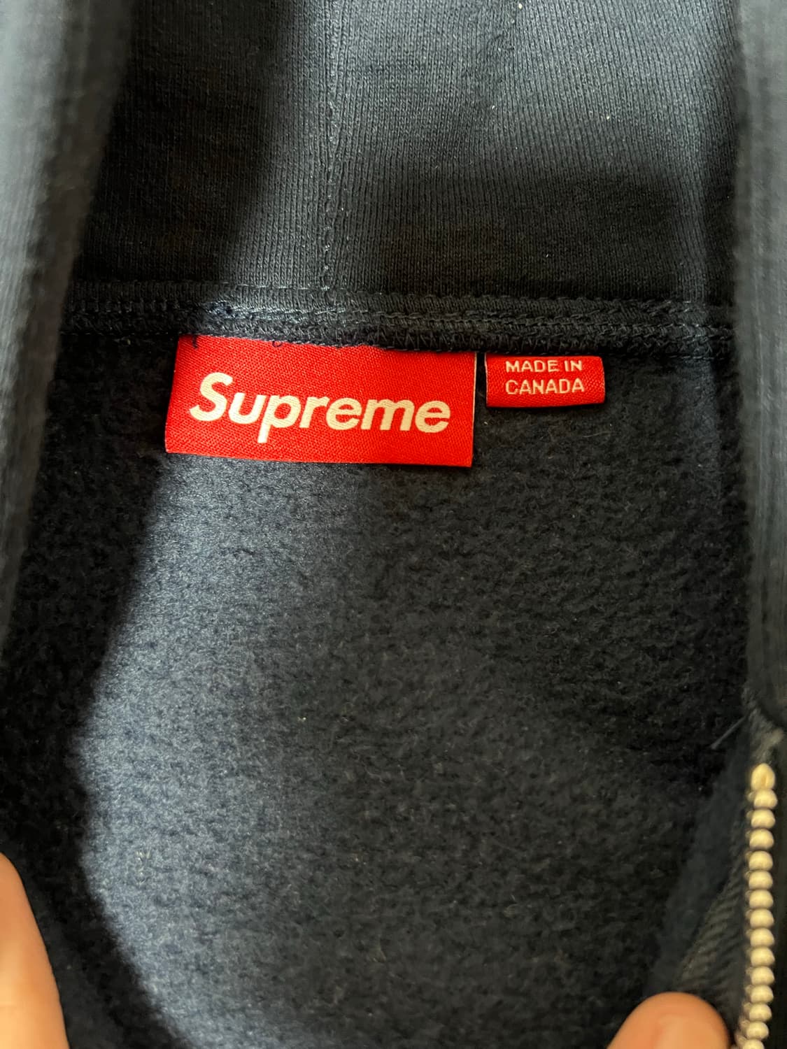 슈프림 스몰 박스 로고 네이비 후드집업 m 미디움 상품이미지3