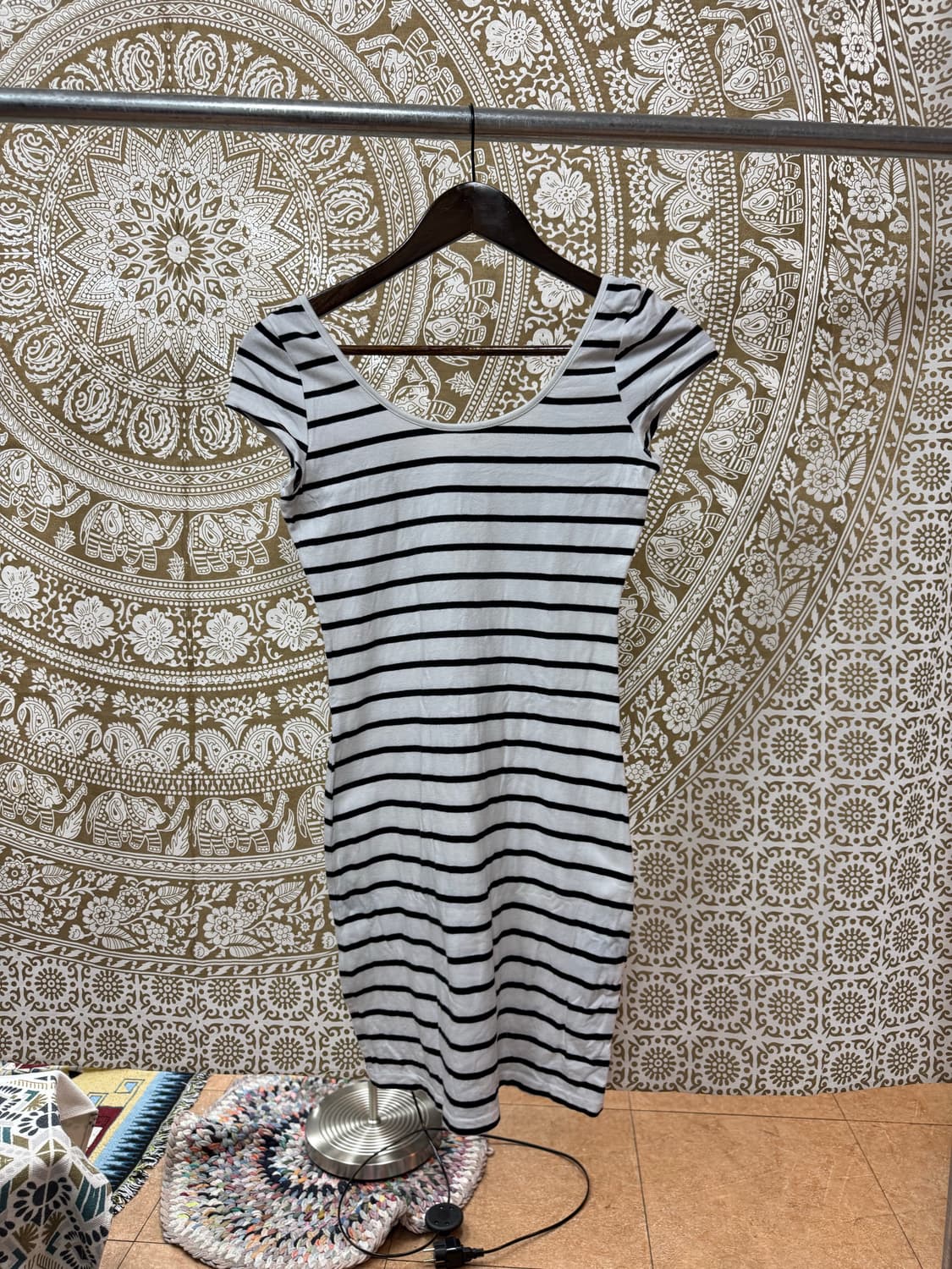 여성 스트라이프 롱 반팔티  상품이미지3