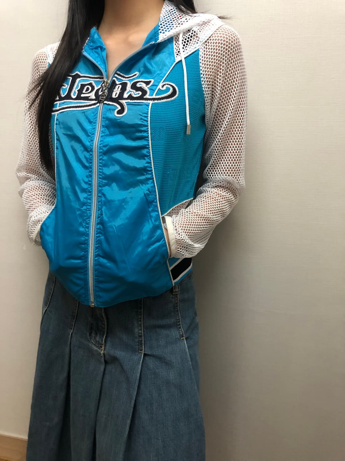 빈티지 블루 네트 와투케 집업 상품이미지4