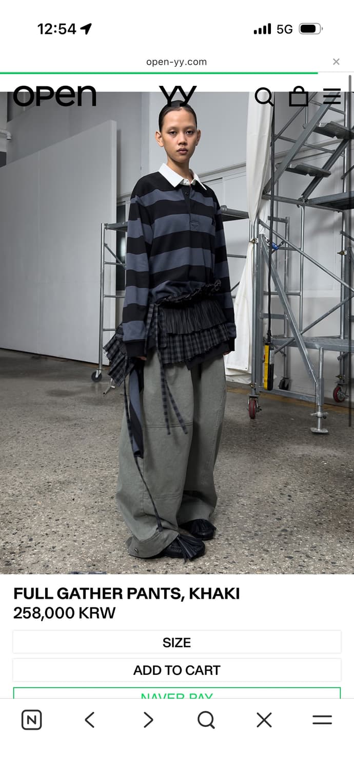 open yy full gather pants black m사이즈 상품이미지5