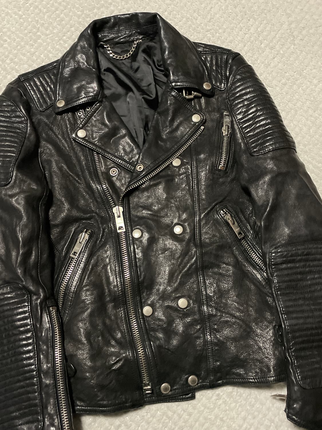 광희시장 웨스턴 무드 램스킨 양가죽 바이커 레더 자켓 상품이미지5