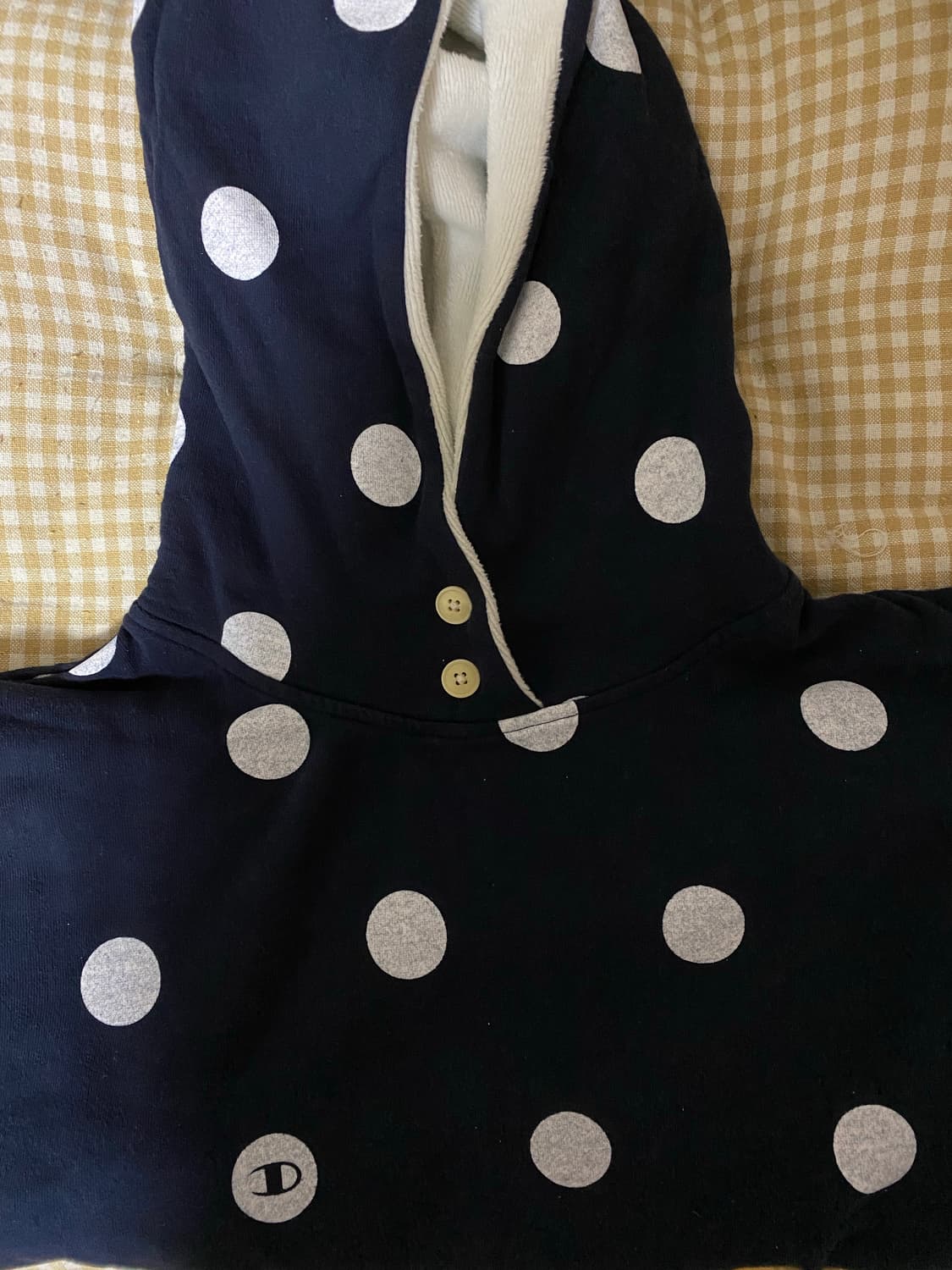 챔피온 도트 단추 후드티 상품이미지1