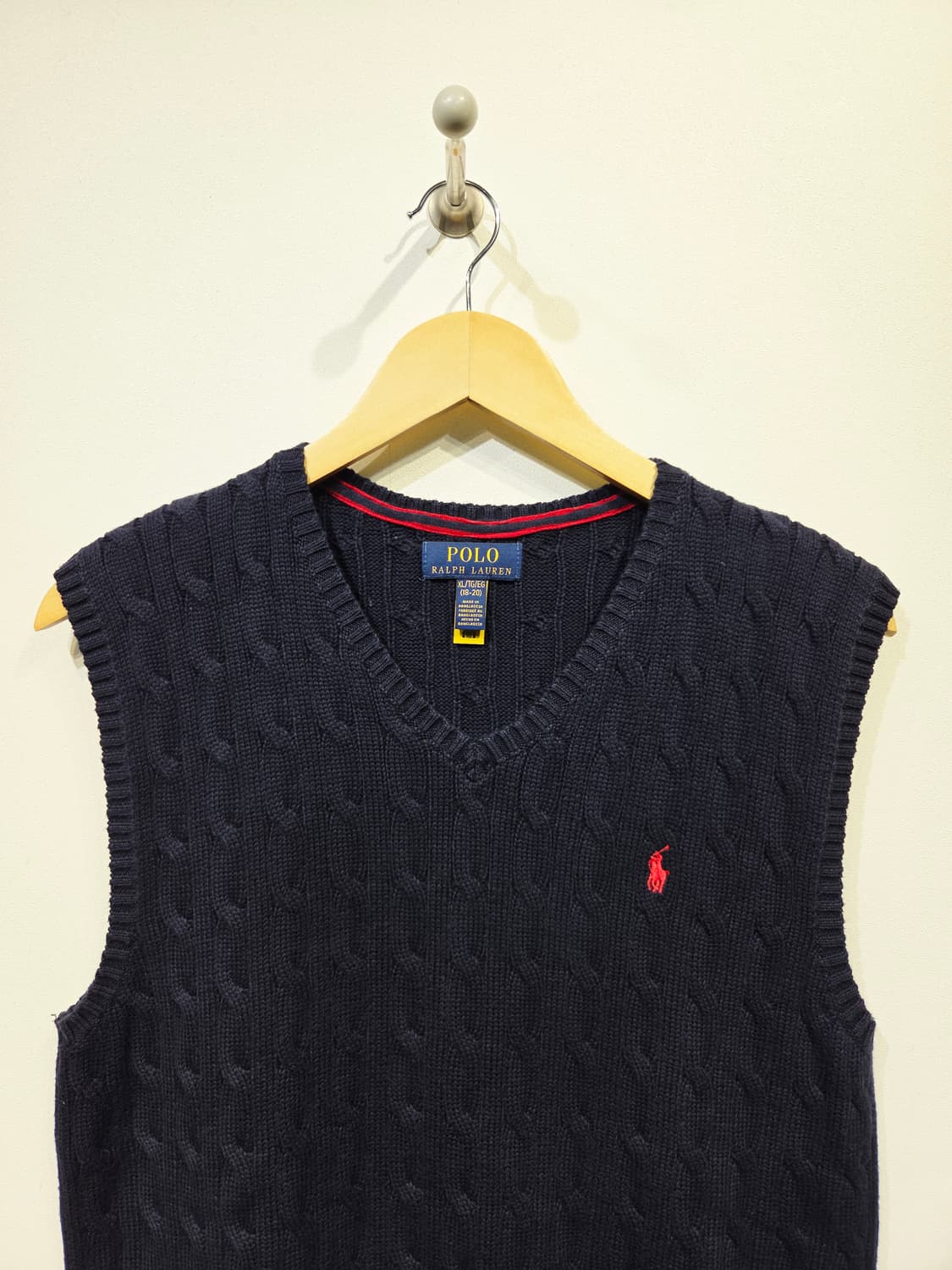 폴로 랄프 로렌 네이비 케이블 브이넥 니트 조끼 상품이미지3