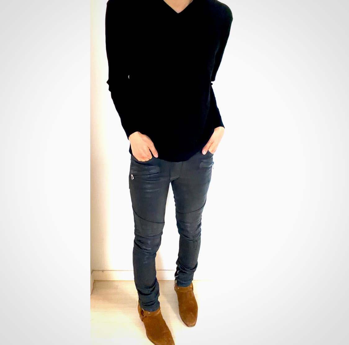 Balmain 지퍼 바이커 진 상품이미지3