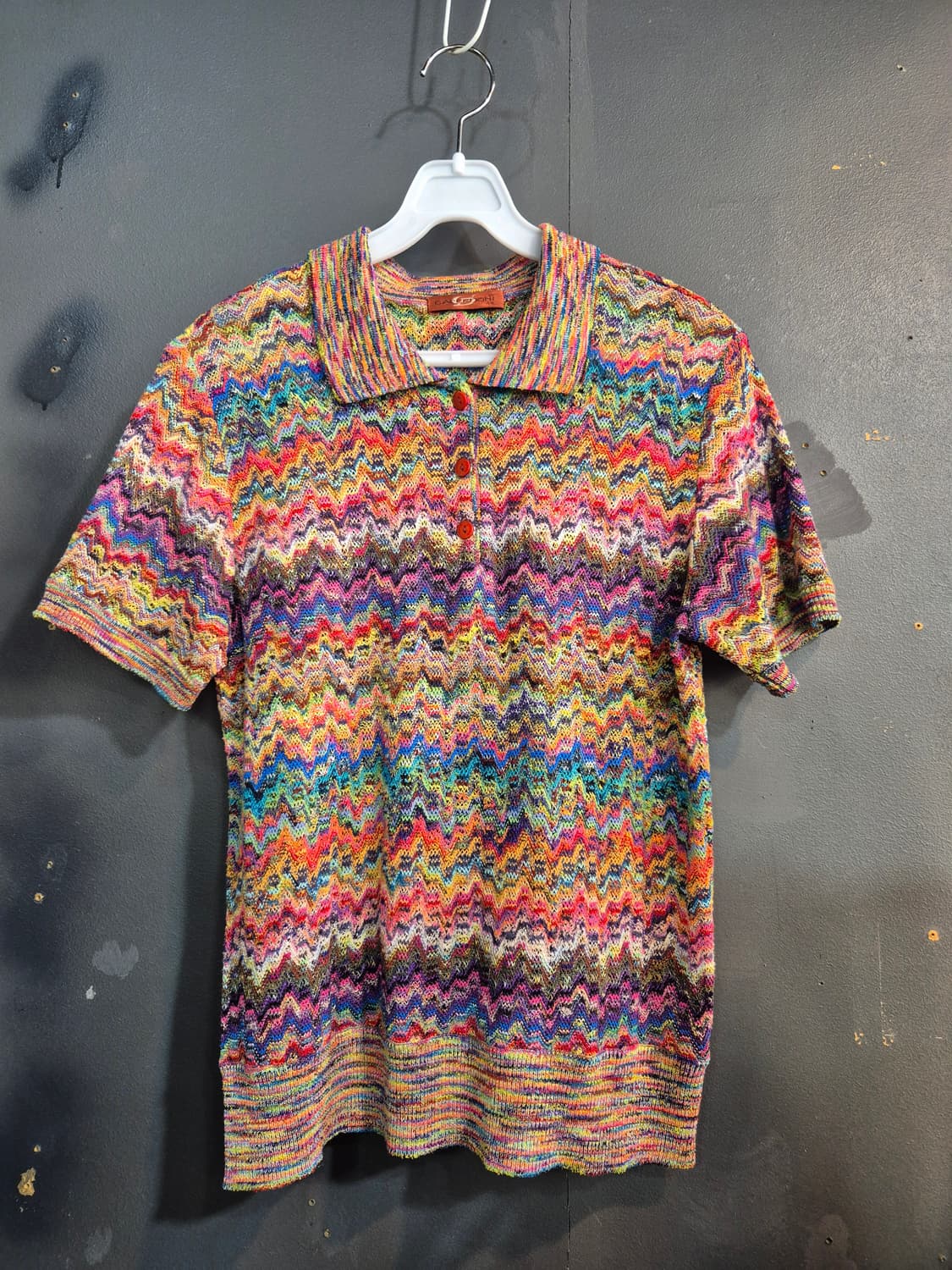 CAPERDONI 물결 패턴 니트 반팔 셔츠 66 77 상품이미지1