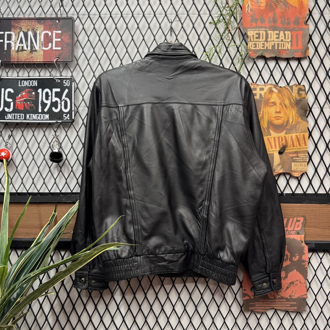 90s JPN VINTAGE 양가죽 레더 블루종 자켓 블랙 상품이미지2