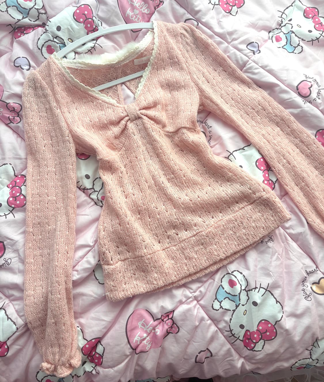 리즈리사 초희귀 고전 매물 백리스 리본 참 니트 스웨터 상품이미지1