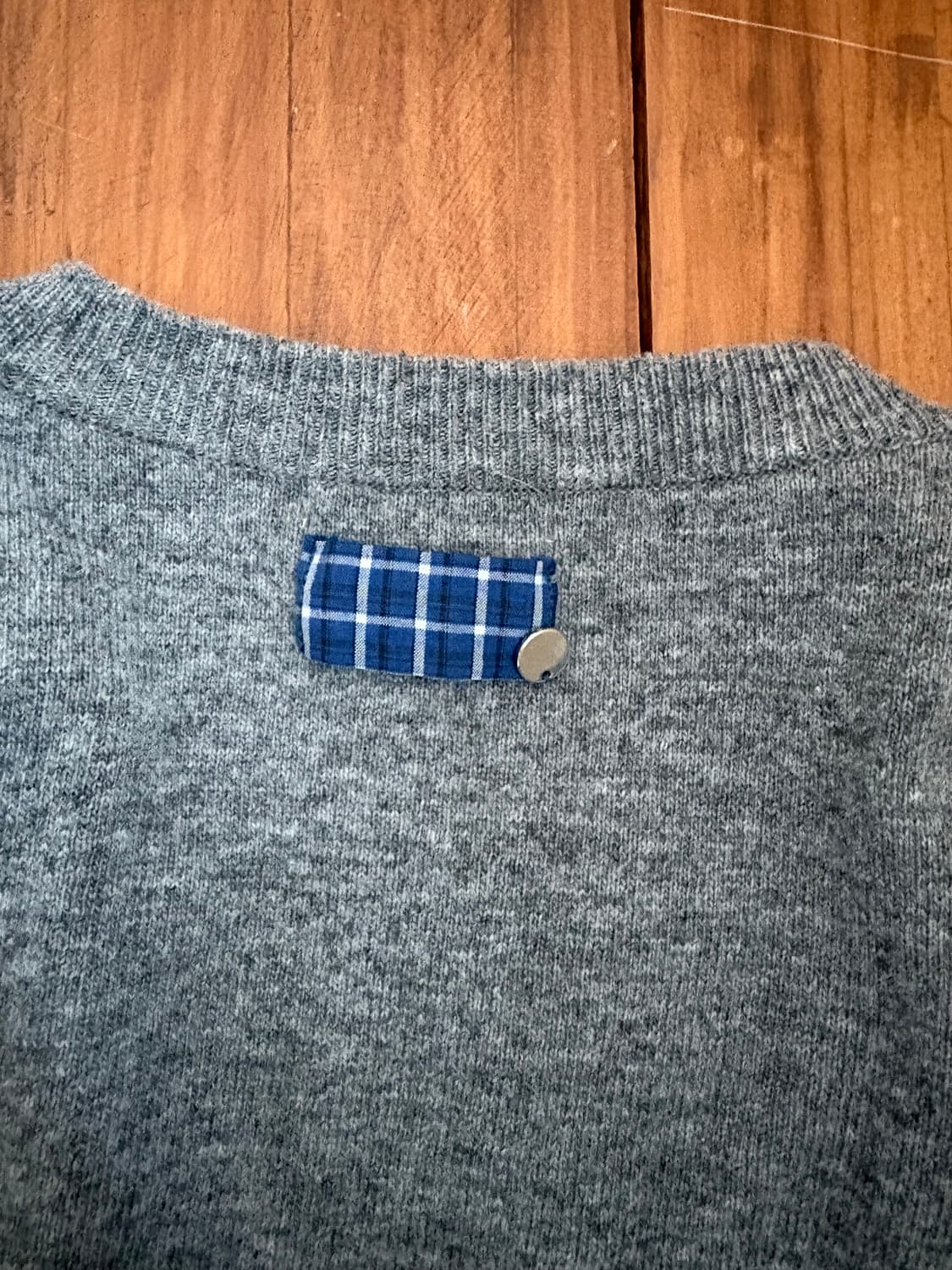 론론 체크셔츠포인트 가디건 그레이 상품이미지3