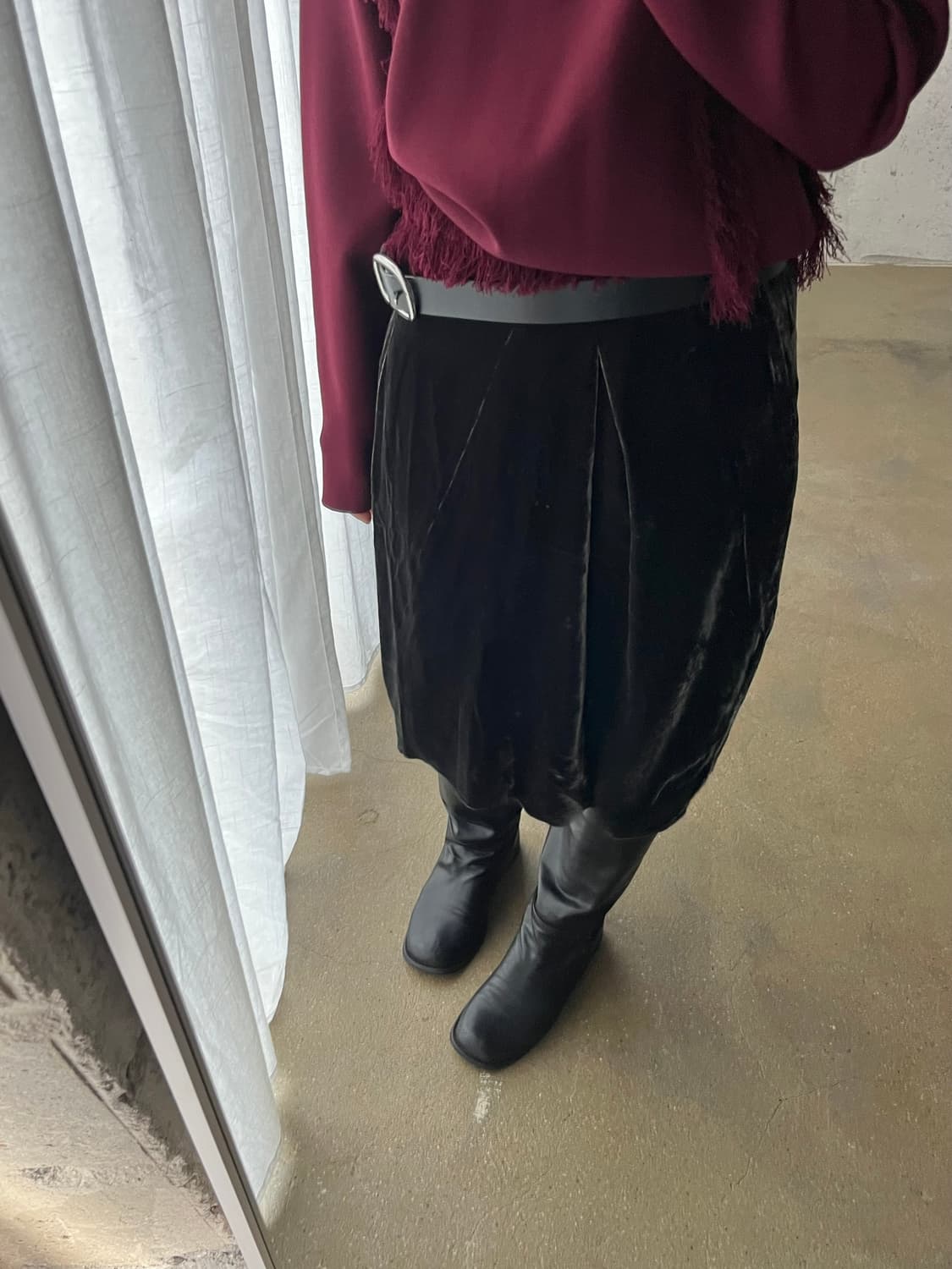 des pres 벨벳 스커트 브라운 상품이미지3