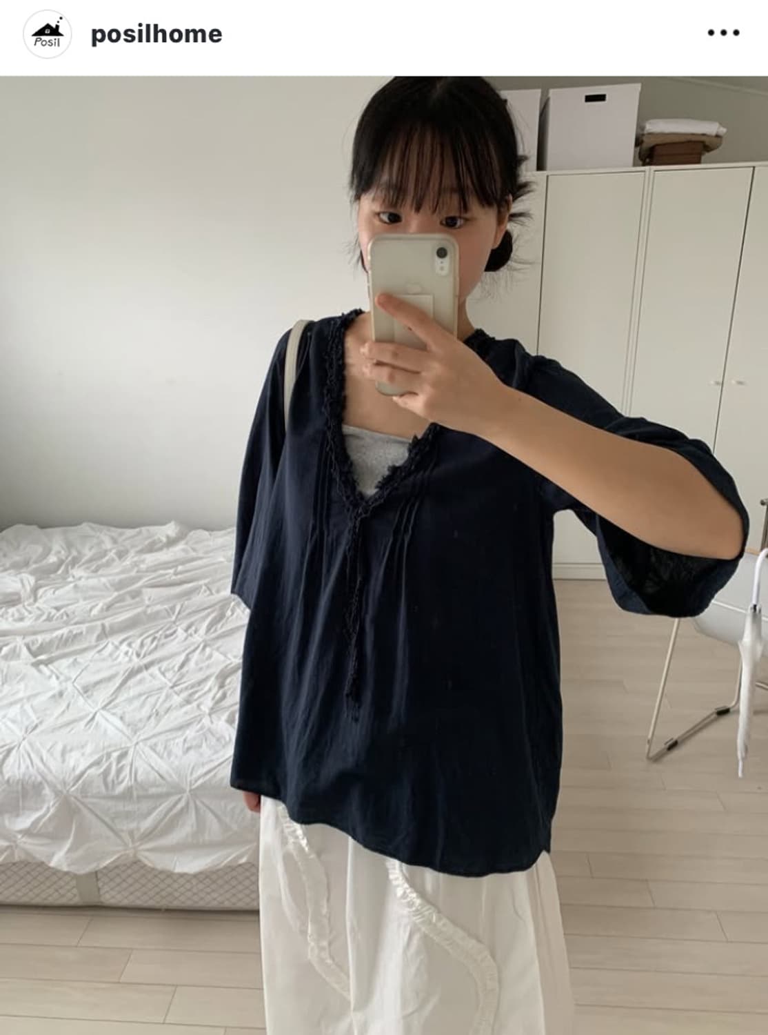 포실홈 아오이 유우 네이비 블라우스  상품이미지2
