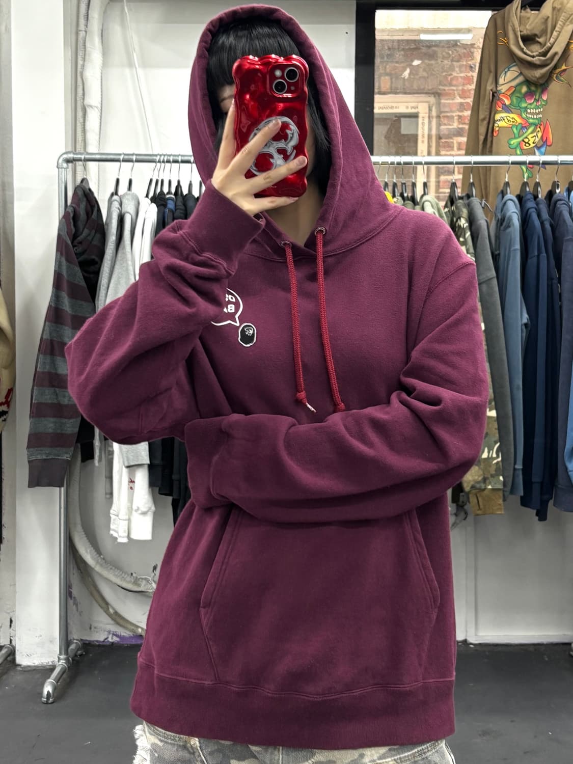 베이프 도버스트릿마켓 긴자 마젠타 후드티 상품이미지3