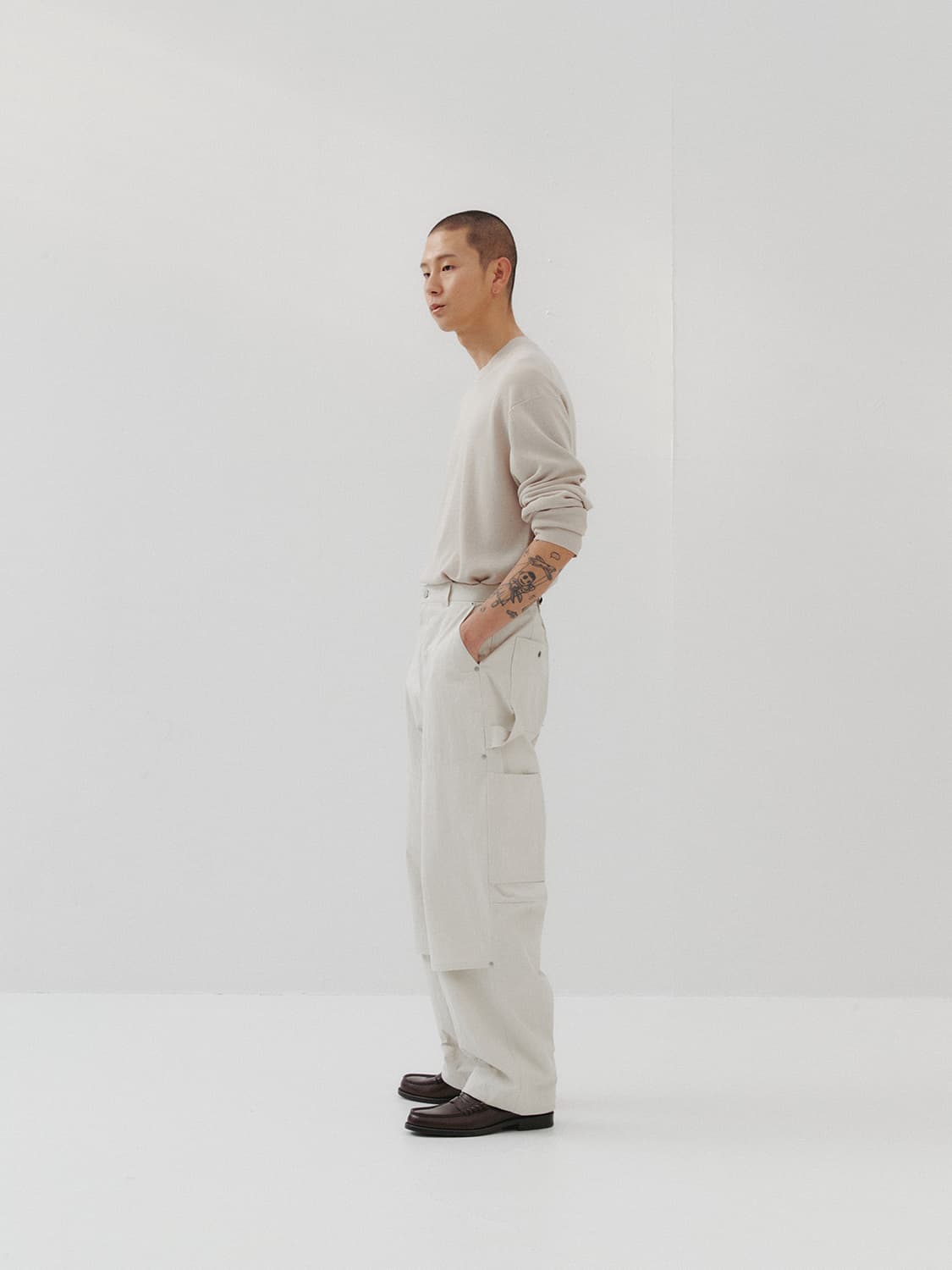 르마드 더블니 코튼 카펜터 팬츠 아이보리 1 사이즈 상품이미지6