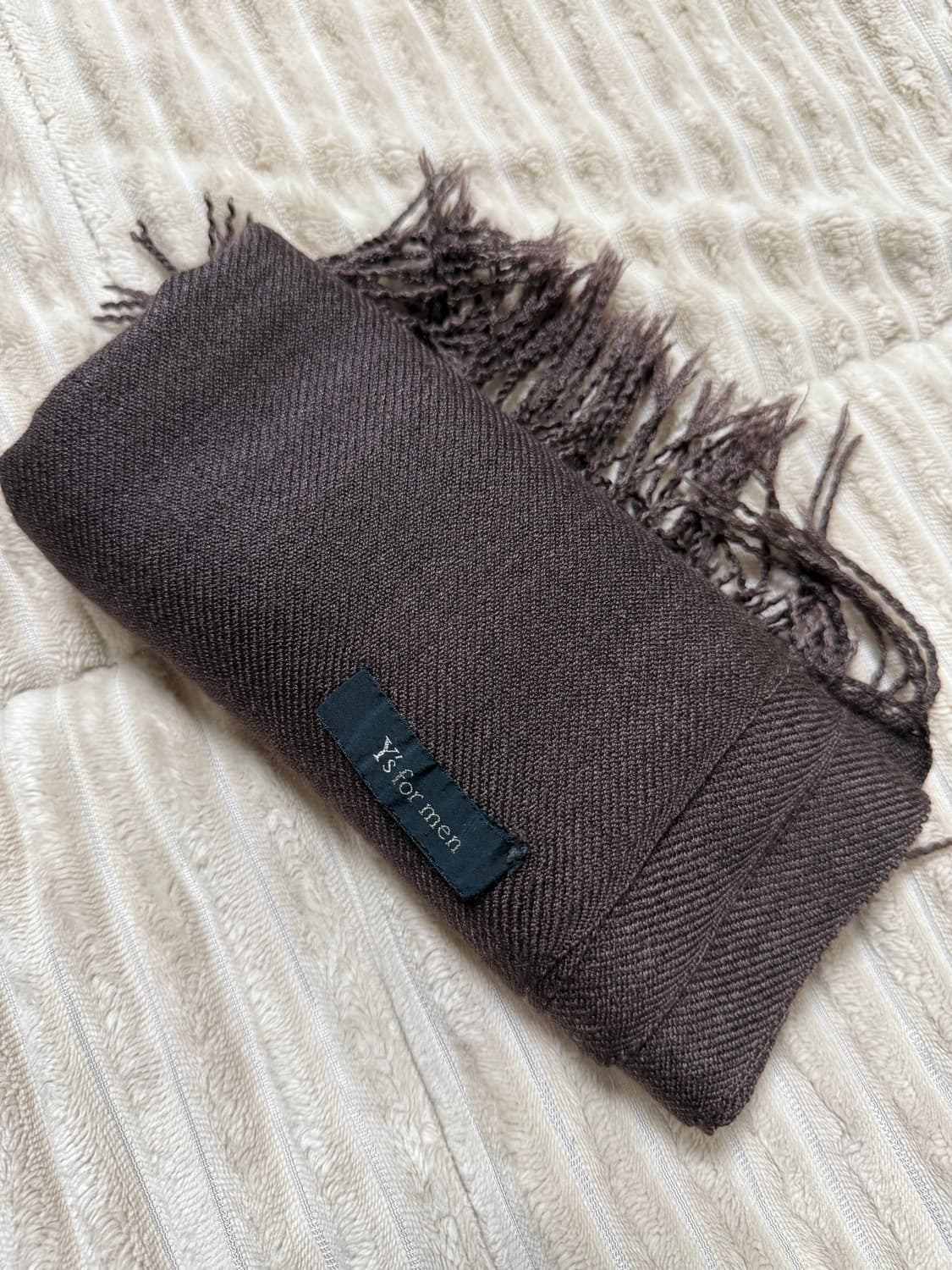 Yohji Yamamoto 00's 울 캐시미어 브라운 머플러 상품이미지5