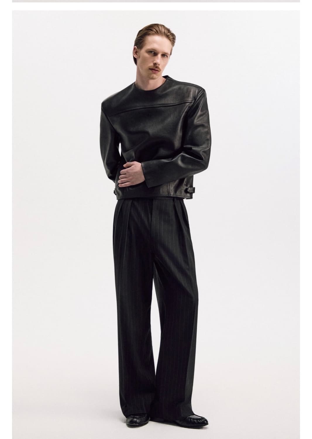 타일레 스트라이프 슬랙스 3사이즈 블랙 상품이미지1