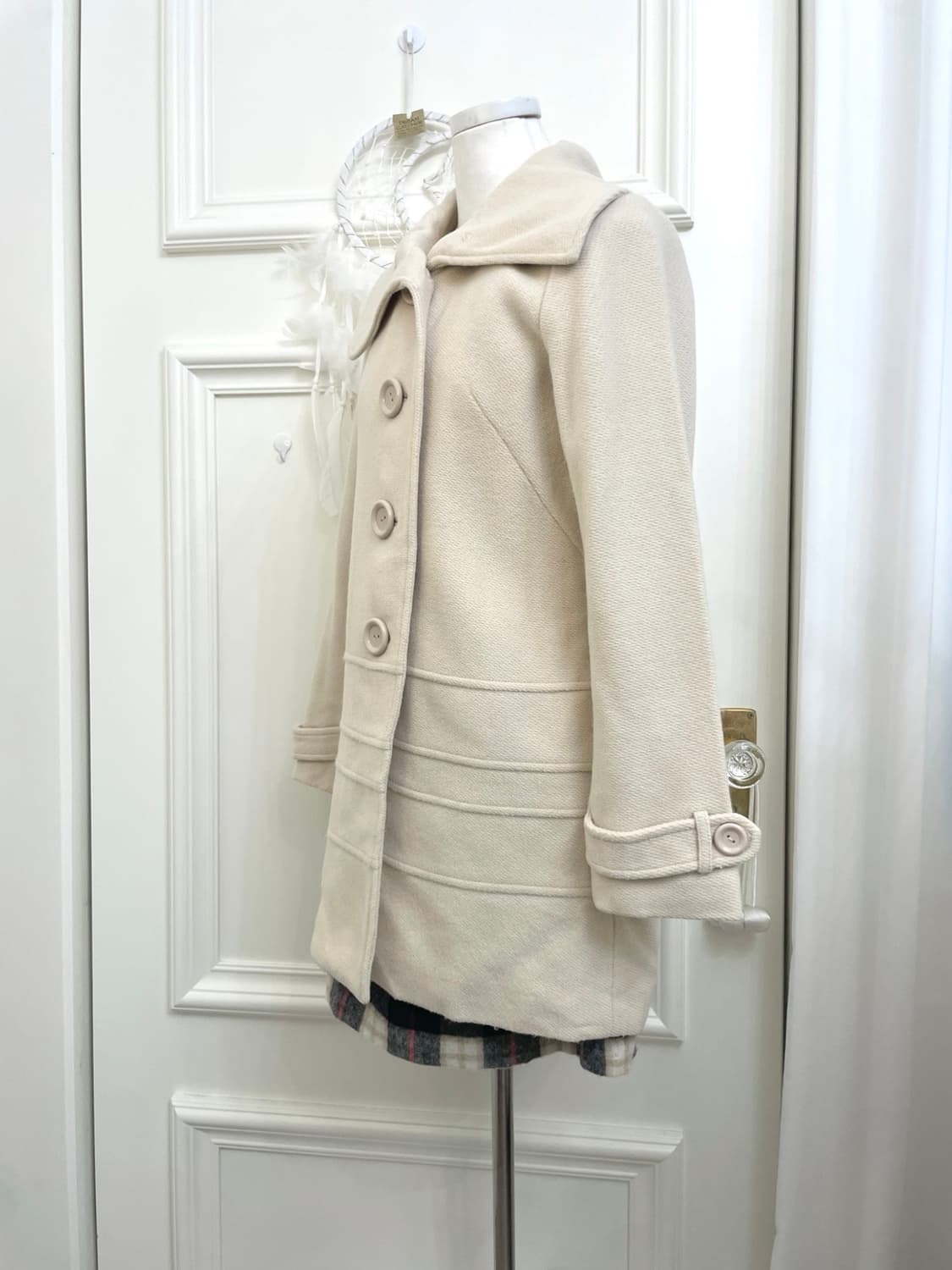 pink cream basic warm coat(size-11) 상품이미지2