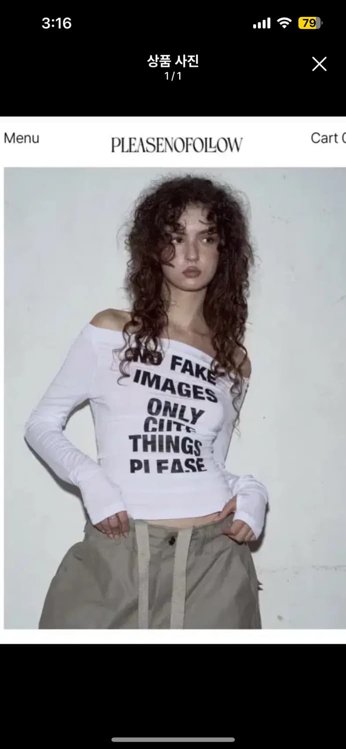 플리즈노팔로우 케이시 레터링 롱 오프숄더 탑 상품이미지1