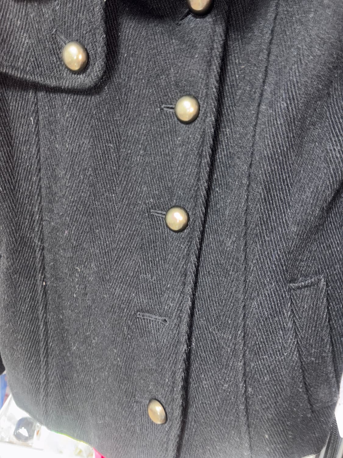 블랙 금장 버튼 숏코트 펑크 빈티지 모리걸 하구미 갸루 상품이미지3