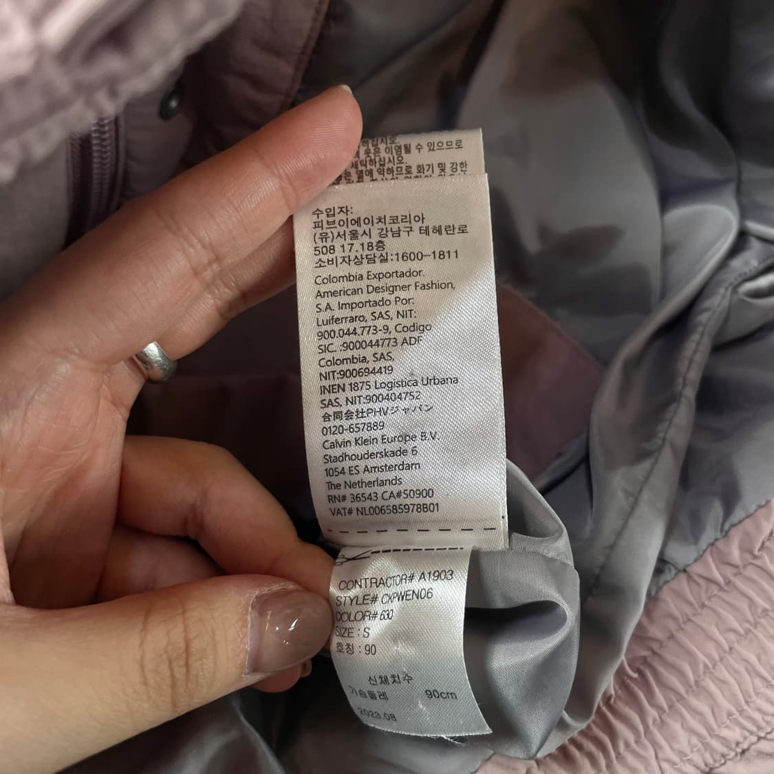 캘빈클라인 딸기우유 덕다운 패딩 S 상품이미지7