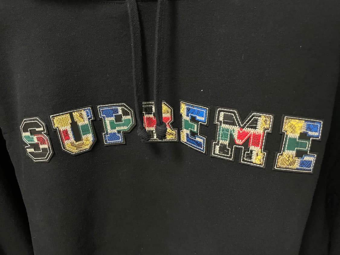 [L] 슈프림 컬리지에이트 패치워크 레더 후드 상품이미지2