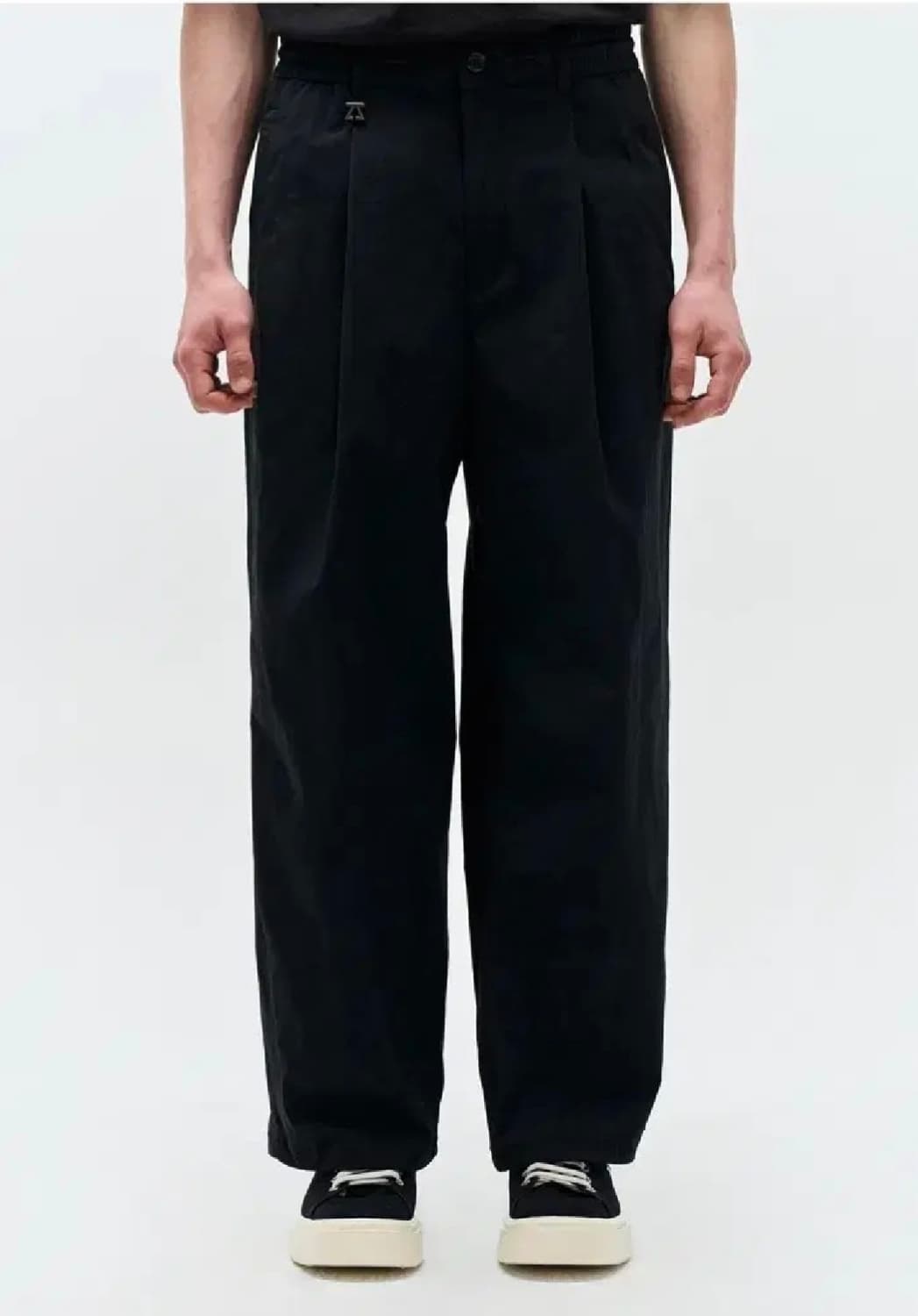 지오송지오 커브드 와이드 팬츠 블랙 30 32 상품이미지2