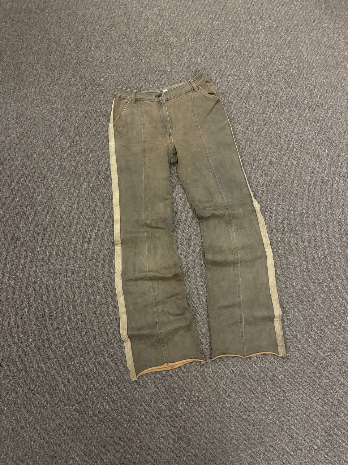 38)Elsa 빈티지 여성 라인 포인트 갈색 데님팬츠 상품이미지3