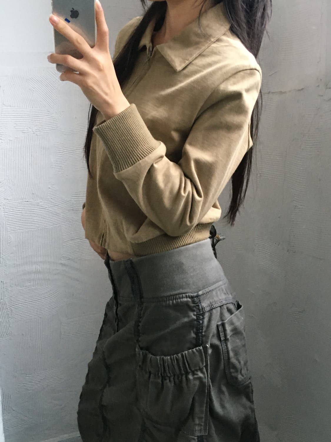 Y’s 요지야마모토 베이지 크롭 블루종 자켓    상품이미지2