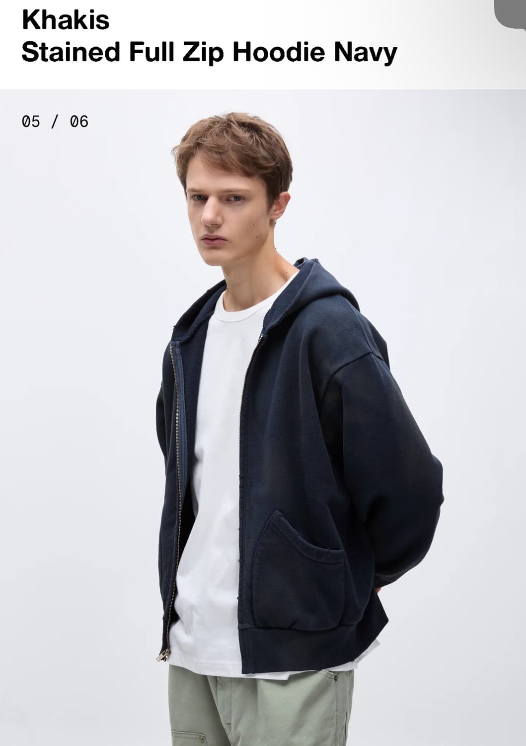 카키스 stain full zip hoodie navy L 상품이미지2