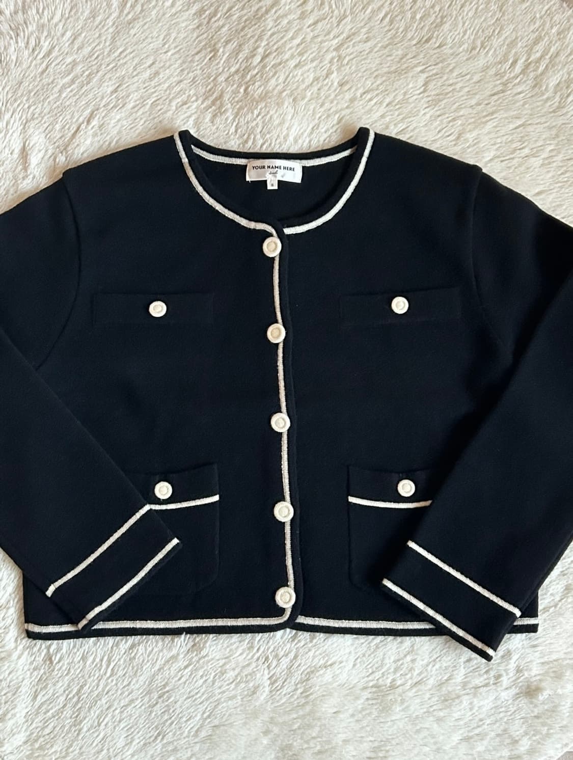 [s] 유어네임히얼 따스해진 깔끔이 가디건 크림, 블랙 상품이미지10