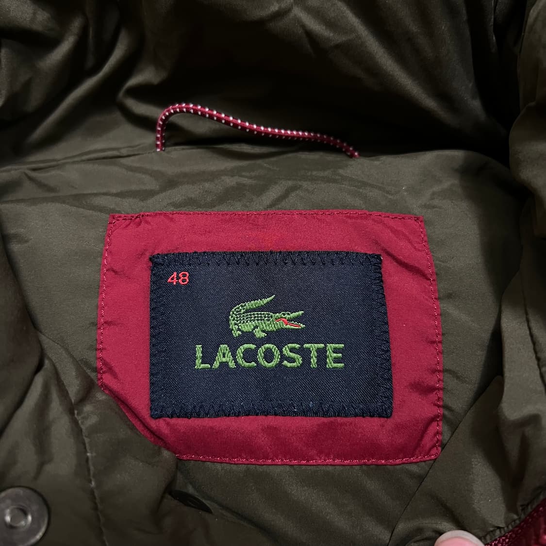 라코스테 여성 구스다운 자수로고 후드 패딩 점퍼 [버건디] L/100 상품이미지5