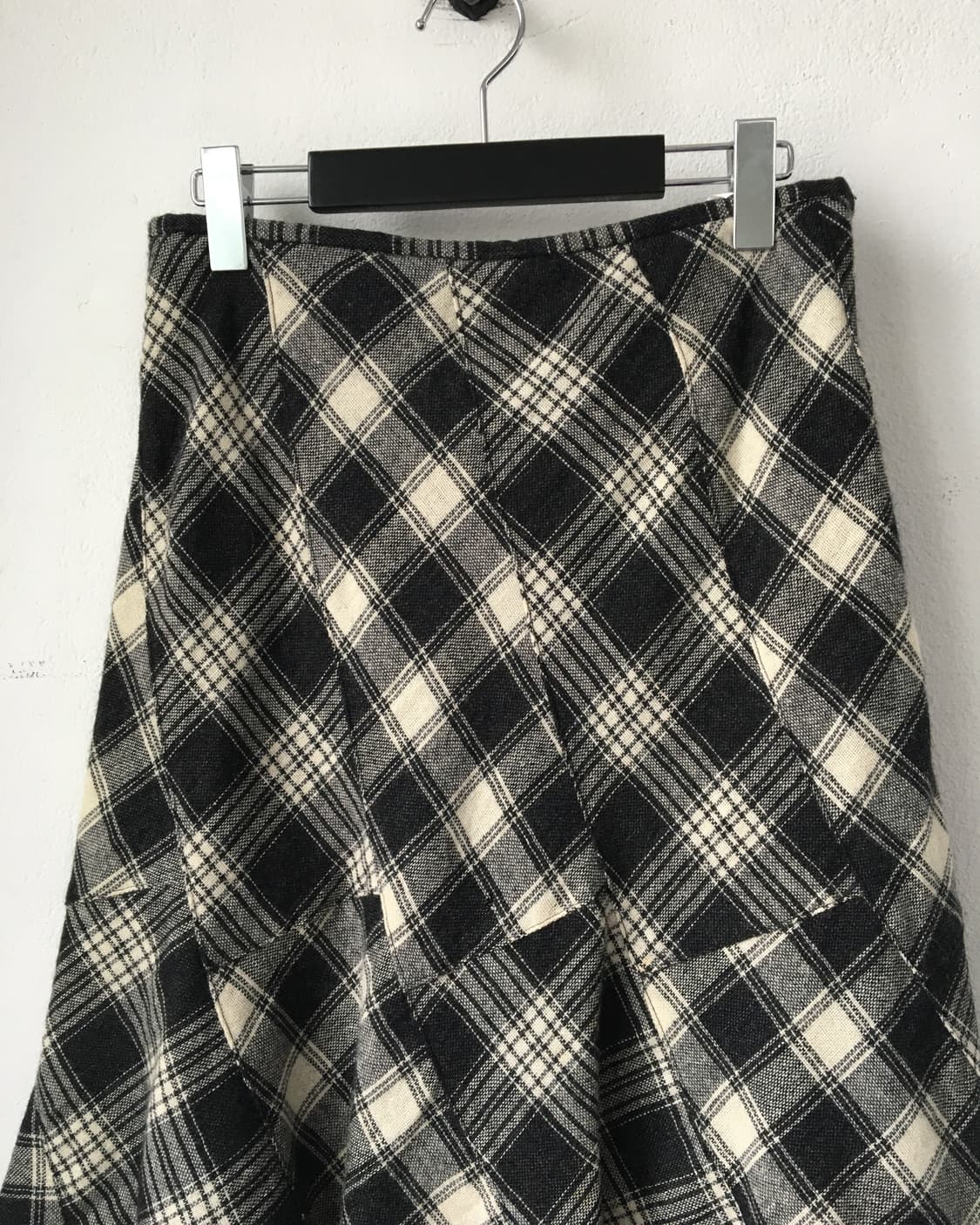 Check pattern unbalanced woolen skirt 상품이미지4